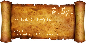 Poliak Szigfrid névjegykártya